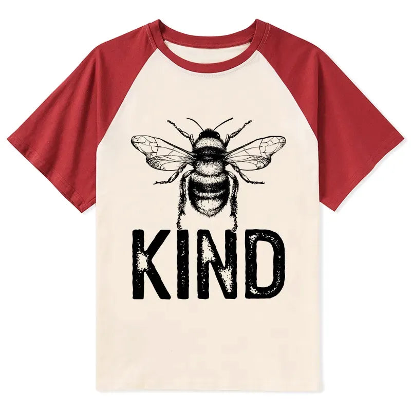 Japanese minimalist bee kind raglan t-shirt