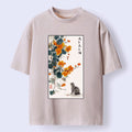 Kyoto-Lion A Cat Watching Flowers Washed T-Shirt