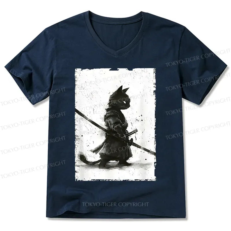 Retro Cat Samurai Tee for Men