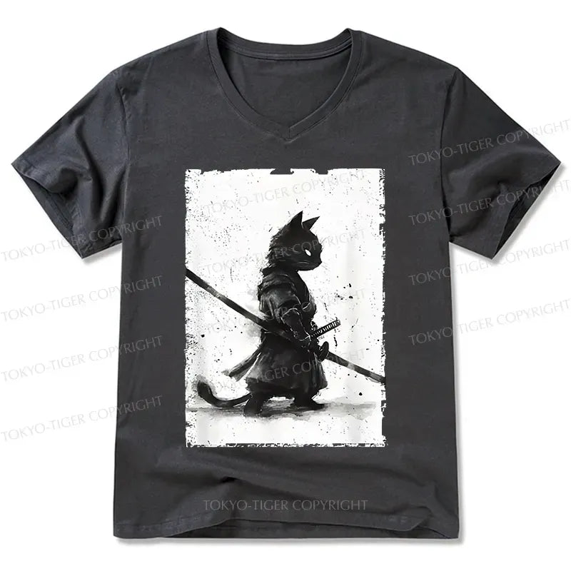 Retro Cat Samurai Tee for Men