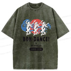 Kyoto-Lion Japanese Traditional Obon Festival Washed T-Shirt