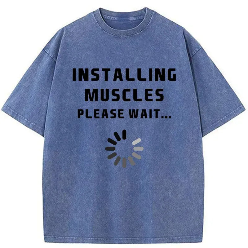Kyoto-Lion Installing Muscles Washed T-Shirt