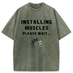 Kyoto-Lion Installing Muscles Washed T-Shirt