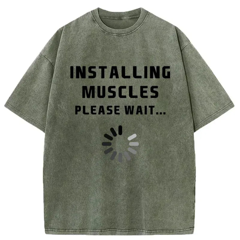 Kyoto-Lion Installing Muscles Washed T-Shirt