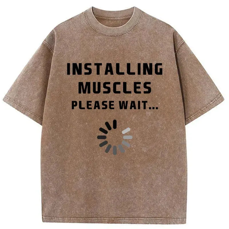 Kyoto-Lion Installing Muscles Washed T-Shirt