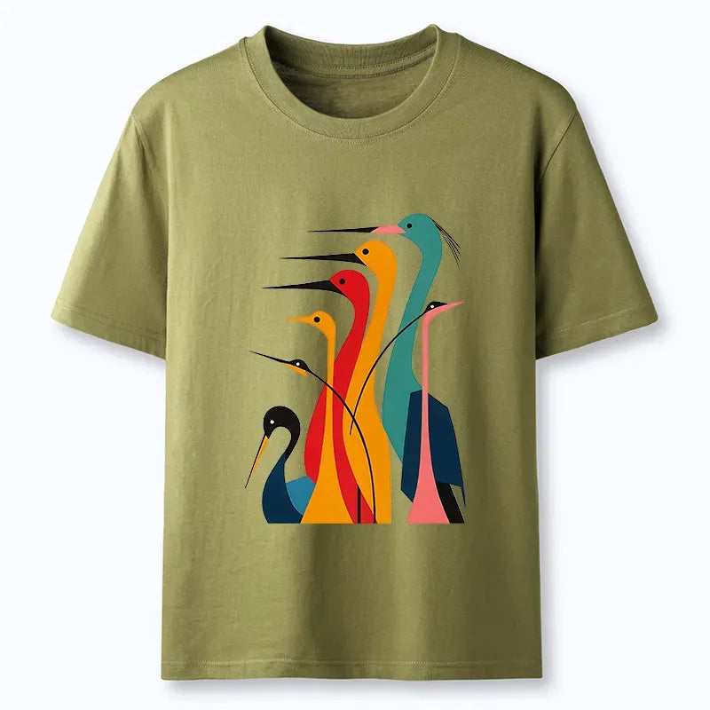 Vintage Ukiyo-e Crane Tee for Streetwear