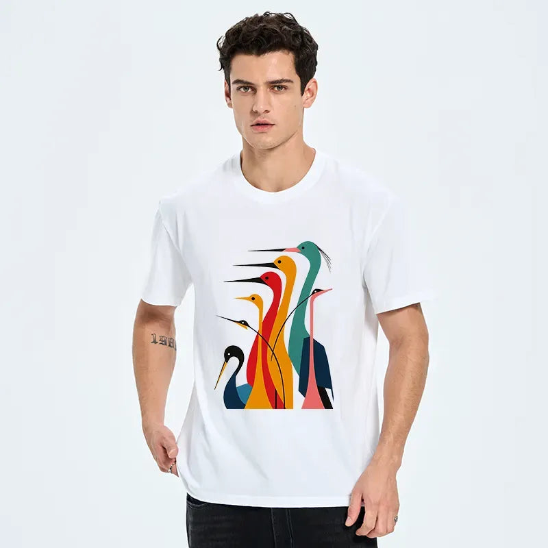 Traditional Japanese Crane Shirt for Summer