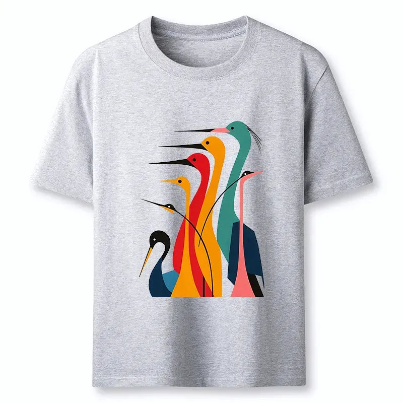 Traditional Japanese Crane Shirt for Summer