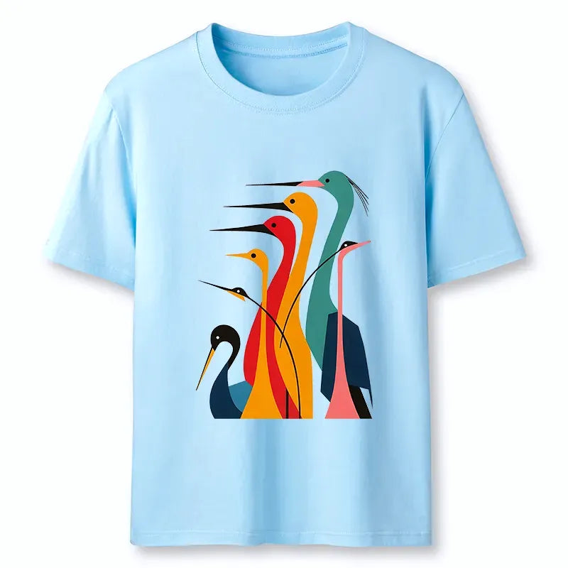 Traditional Japanese Crane Shirt for Summer