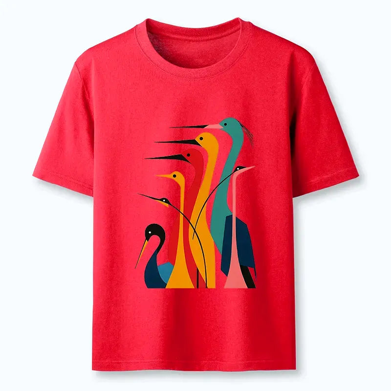 Traditional Japanese Crane Shirt for Summer