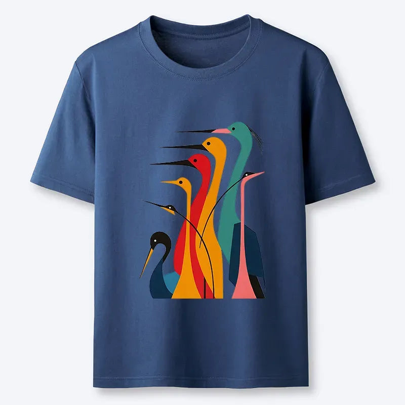 Vintage Ukiyo-e Crane Tee for Streetwear