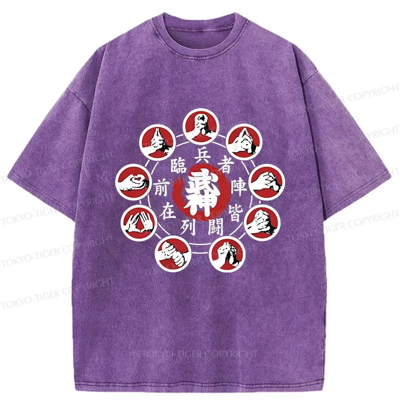 Traditional Ninjutsu Washed T-Shirt for Daily Wear