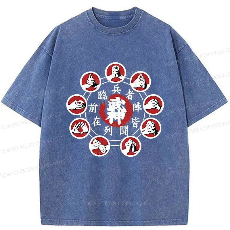 Traditional Ninjutsu Washed T-Shirt for Daily Wear
