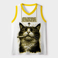Kyoto Cat Print Mesh Tank Top On Sale