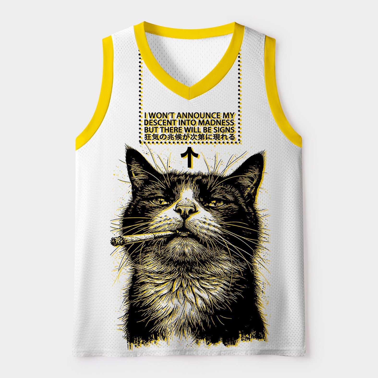 Kyoto Cat Print Mesh Tank Top On Sale