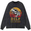 Kyoto-Lion Funny Frog Lover Washed Long Sleeve T-Shirt