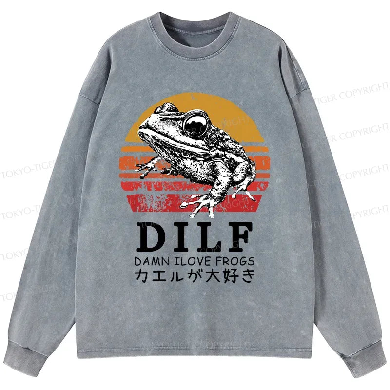 funny frog lover washed long sleeve t-shirt