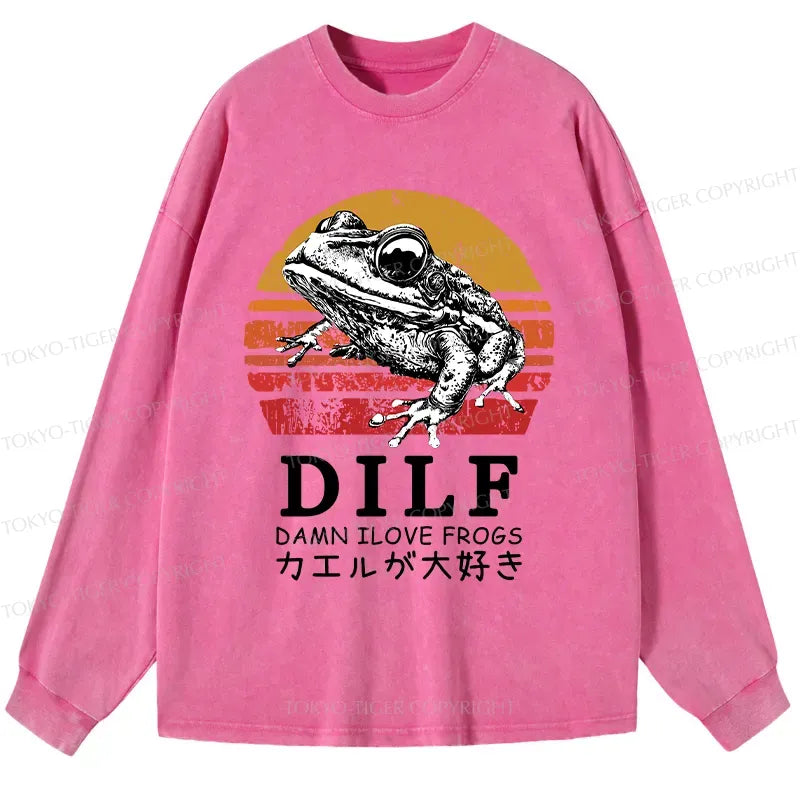 funny frog lover washed long sleeve t-shirt