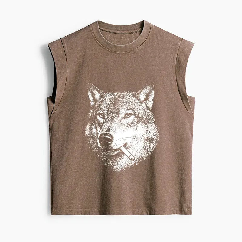 Japanese Style Washed Tank Top Casual Wear