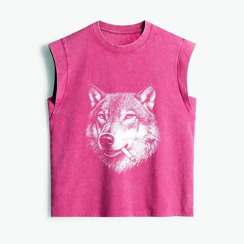 Kyoto-Lion Cool Wolf Meme Bad Decisions Pending Women's Washed Tank Tops