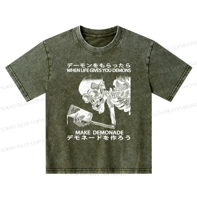 Kyoto-Lion Make Demonade Funny Kids Washed T-Shirt