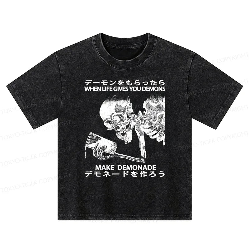 Kyoto-Lion Make Demonade Funny Kids Washed T-Shirt