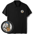 Kyoto-Lion Girl With Pearl Earrings Drinks Coffee Embroidered Polo T-Shirt