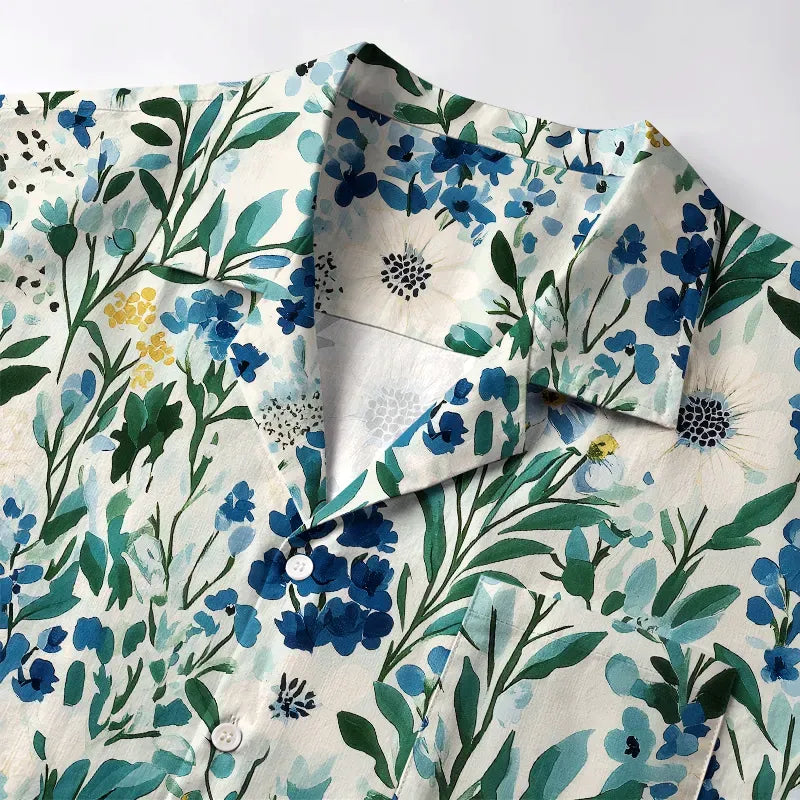 Serenely Blue Floral Hawaiian Shirt for Summer