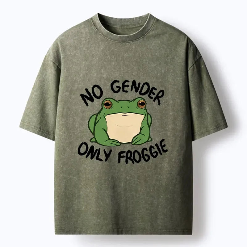 Kyoto-Lion Funny Frog Declares Identity Freedom Washed T-Shirt