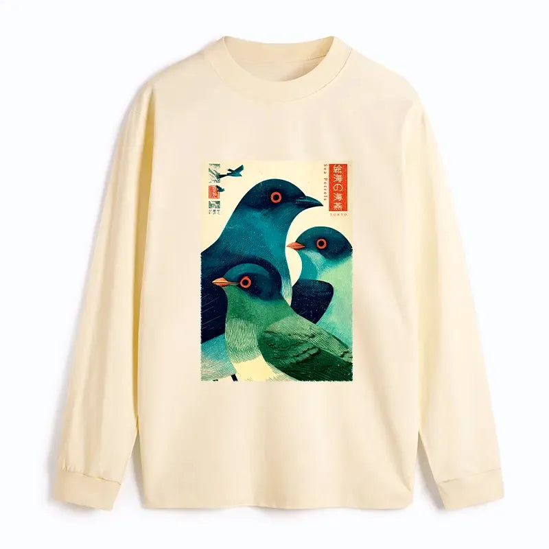Ukiyo-e Style Long Sleeve T-Shirt for Everyday