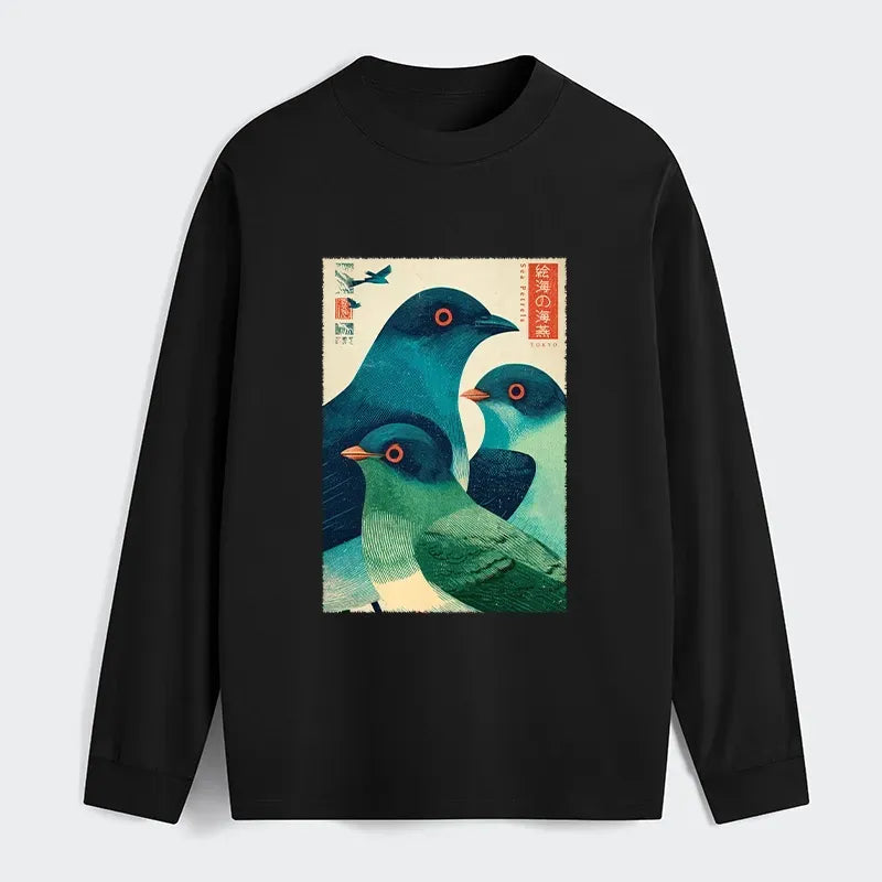 Ukiyo-e Style Long Sleeve T-Shirt for Everyday