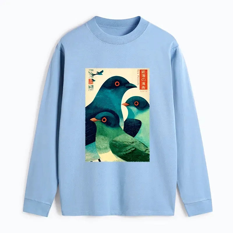 Ukiyo-e Style Long Sleeve T-Shirt for Everyday