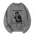 Kyoto-Lion Funny Fight Or Flight Washed Sweatshirt