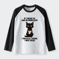 Kyoto-Lion Funny Cute Black Cat And Coffee Meme Raglan Long Sleeve T-shirt