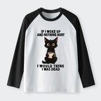 Kyoto-Lion Funny Cute Black Cat And Coffee Meme Raglan Long Sleeve T-shirt