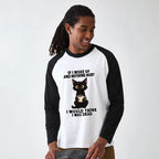 Kyoto-Lion Funny Cute Black Cat And Coffee Meme Raglan Long Sleeve T-shirt