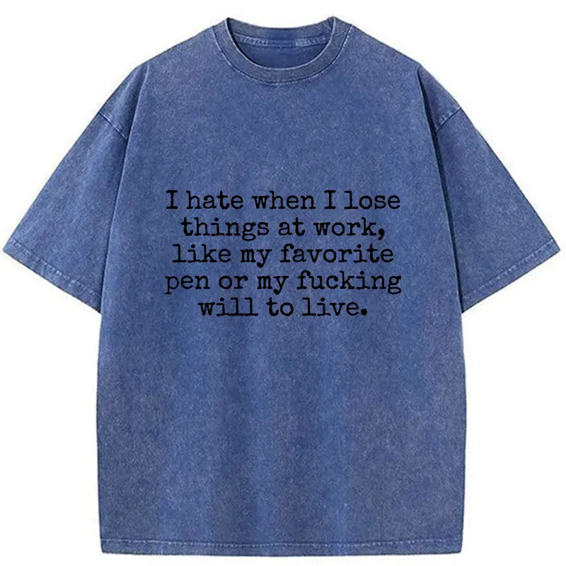 Kyoto-Lion Losing One's Mind Because Of Work Washed T-Shirt