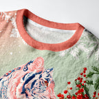 Kyoto-Lion Festive Tiger Fuzzy Christmas Ugly Sweatshirt
