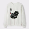 Japanese Black Cat Sweatshirt for Winter