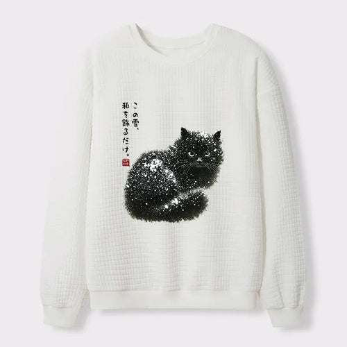 Japanese Black Cat Sweatshirt for Winter