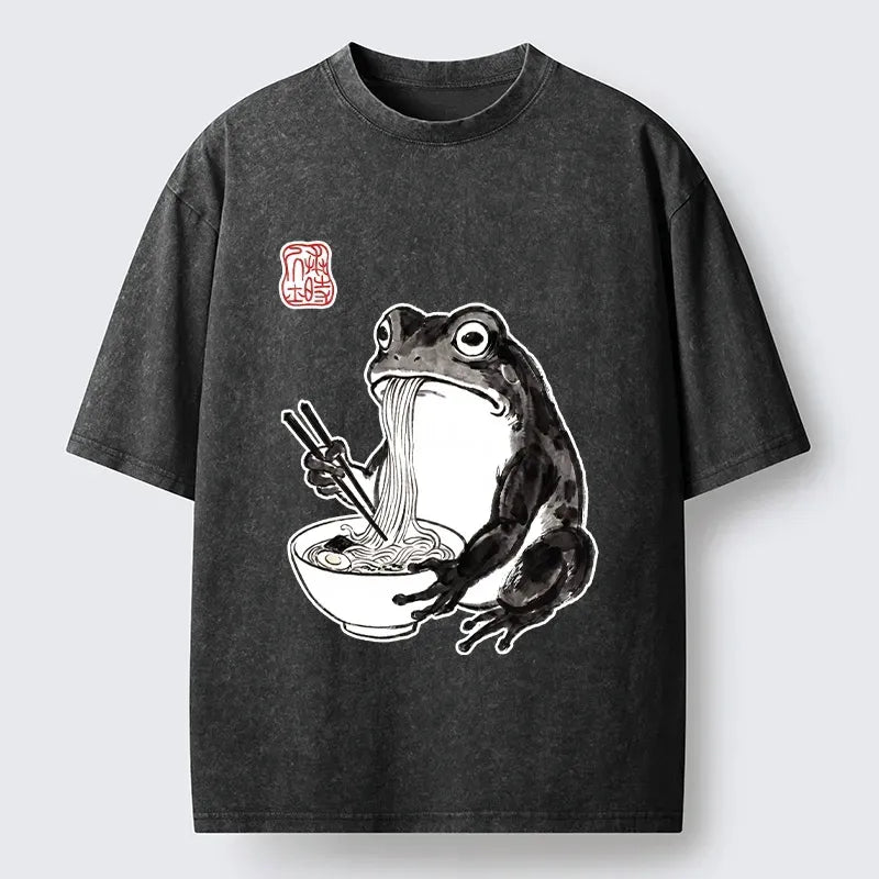 Funny Frog Eating Ramen with Chopsticks T-Shirt