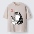 Kyoto-Lion Frog Uses Chopsticks For Ramen Washed T-Shirt