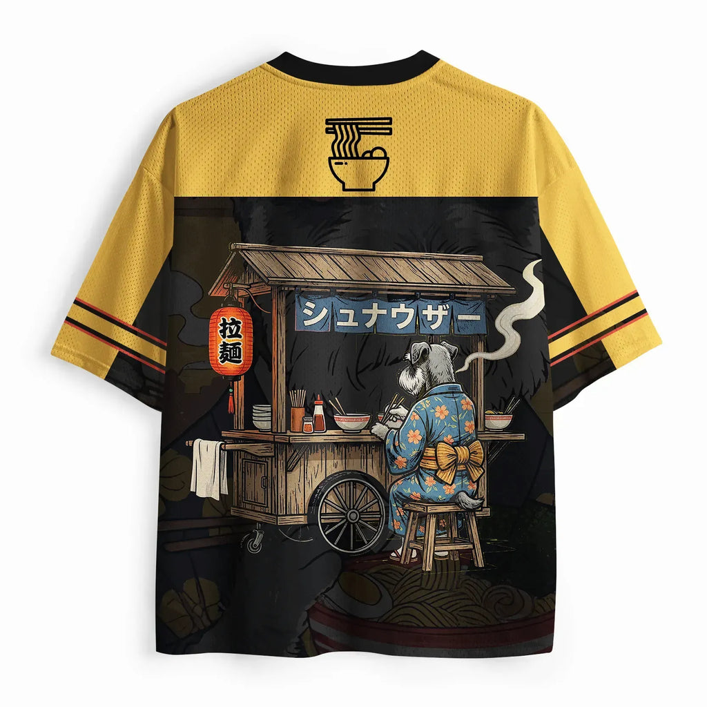 funny schnauzer eating ramen mesh jersey