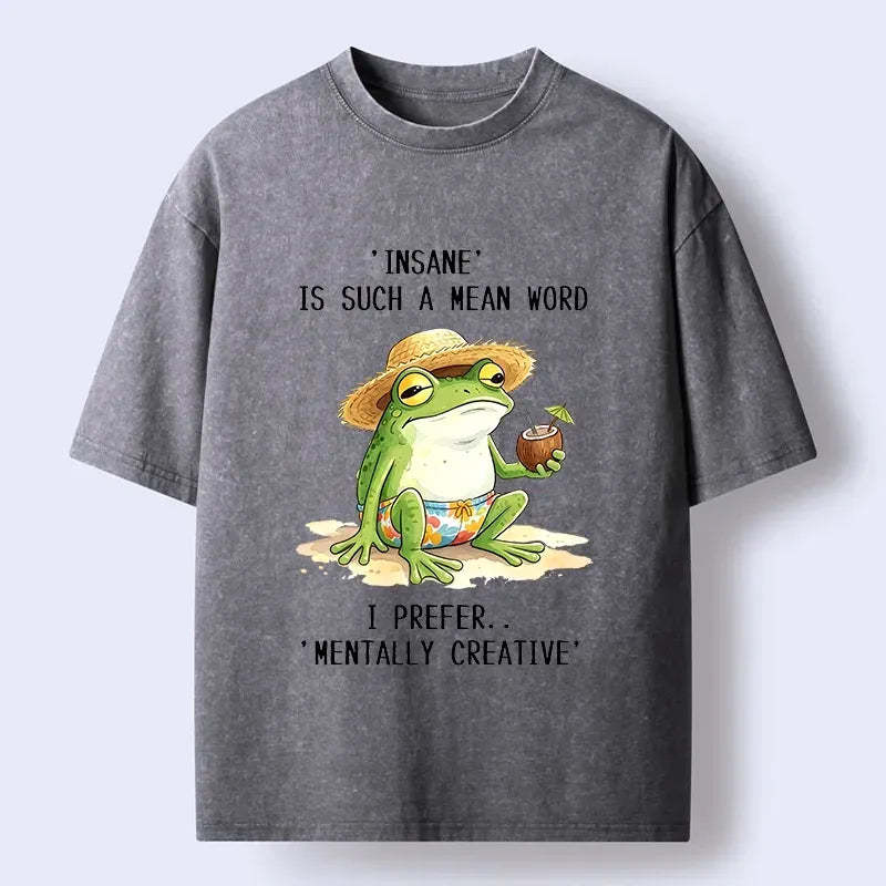 Kyoto-Lion Mentally Creative Beach Frog Washed T-Shirt