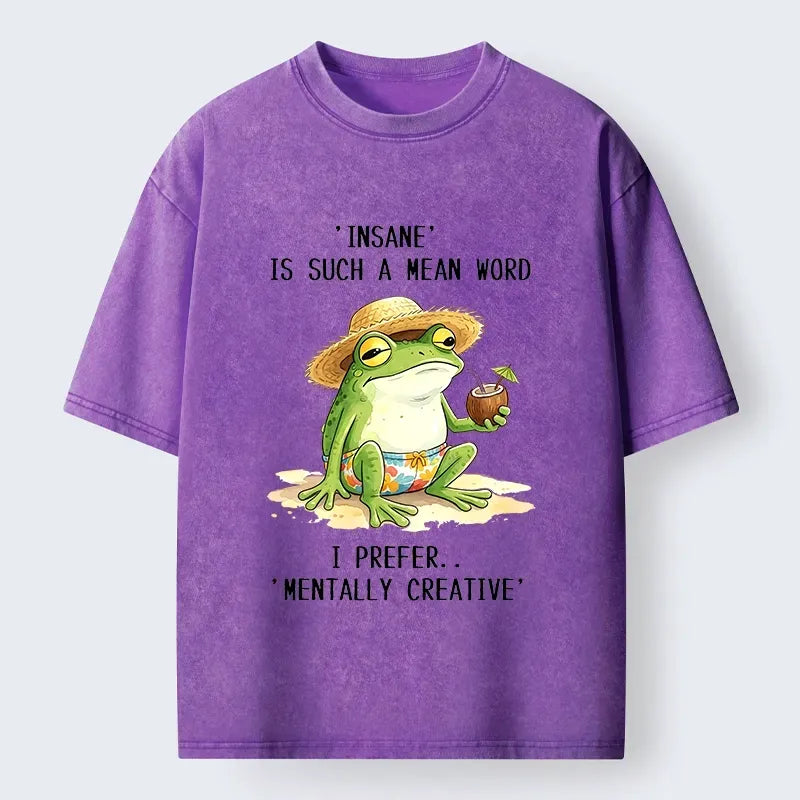 Kyoto-Lion Mentally Creative Beach Frog Washed T-Shirt