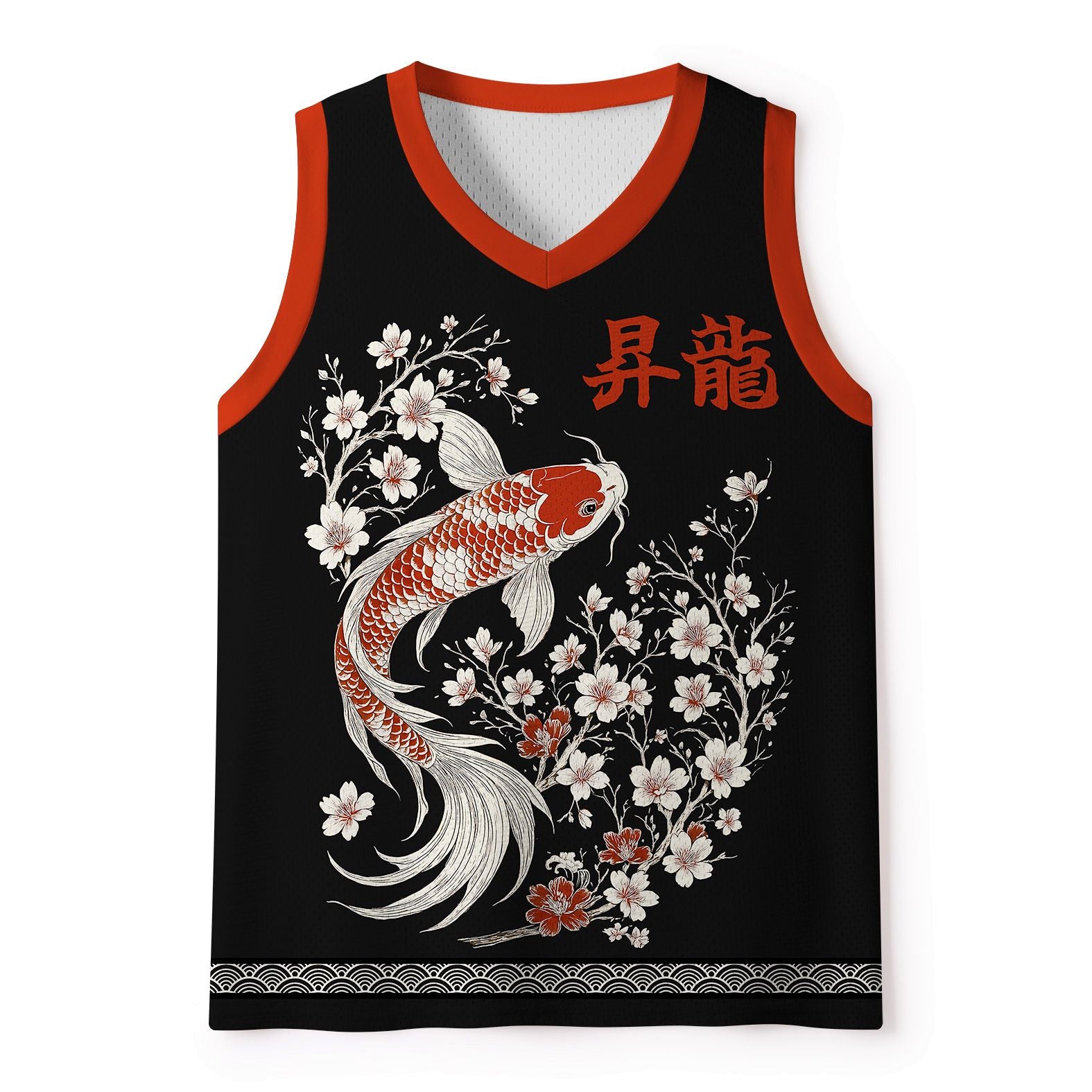 Vintage Sakura Koi Mesh Tank Top for Summer
