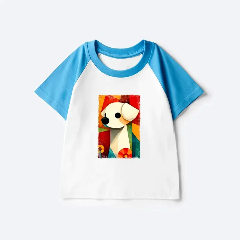 Abstract Color Block Kids T-Shirt for Daily Wear
