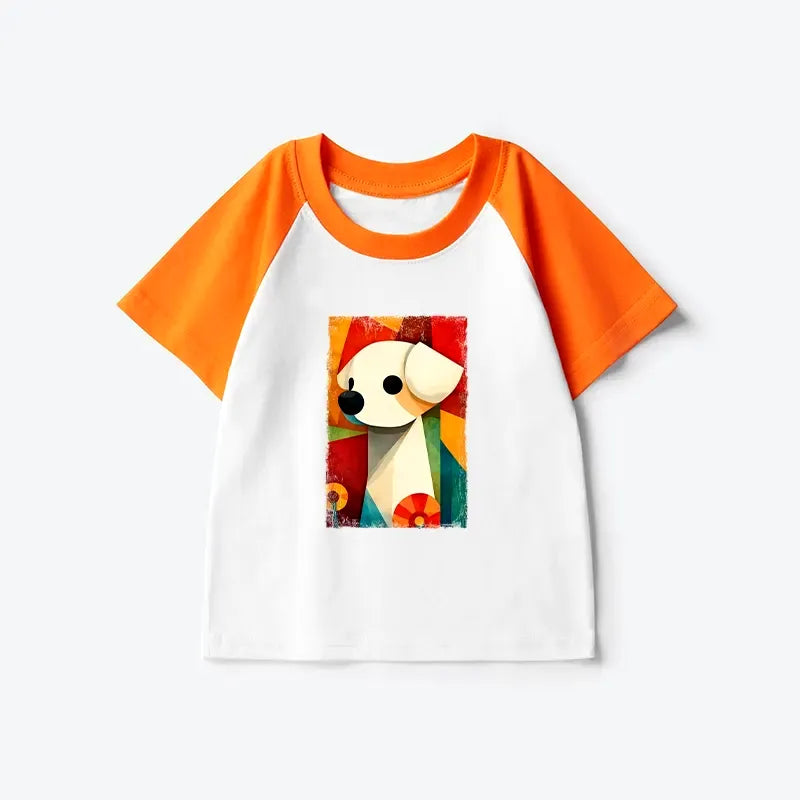 Abstract Color Block Kids T-Shirt for Daily Wear