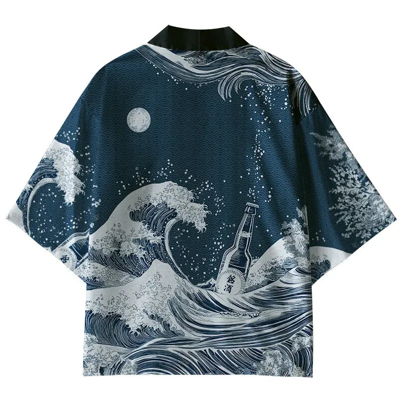 Kyoto-Lion The Great Wave Off Beer Kimono Cardigan