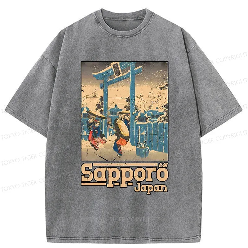 Washed Japanese t-shirt for streetwear
